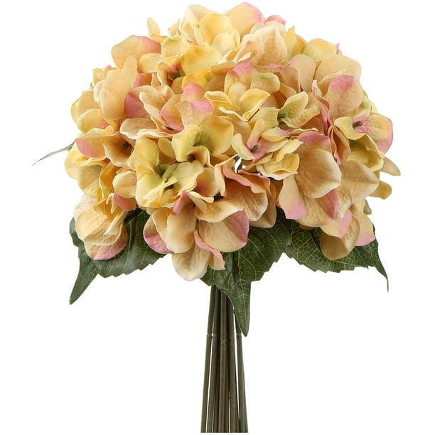 Flores artificiales de boda flores falsas ramo de hortensias artificiales  arreglos florales DIY Floral para la decoración del jardín del hogar 1  paquete Adepaton LRWJ514-2