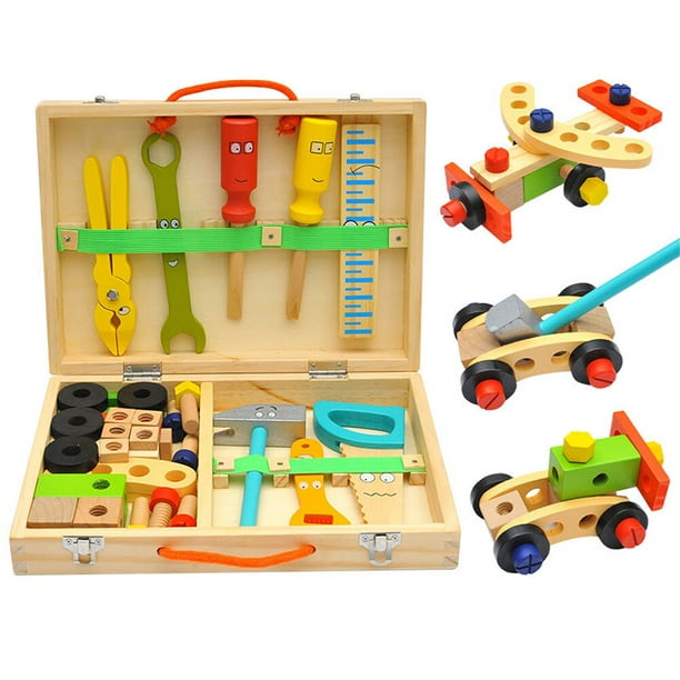  Juego de mesa de trabajo de madera para niños, mesa de taller  de simulación para niños pequeños, gran juego de construcción regalo para  niños y niñas de 3 a 6 años 
