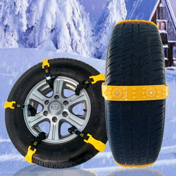  Cadenas de nieve universales, 6 cadenas de nieve  antideslizantes para neumáticos, portátiles, fáciles de montar, cadenas de  neumáticos de nieve para automóvil, bloques de neumáticos negros,  amarillos, seguras y cómodas 