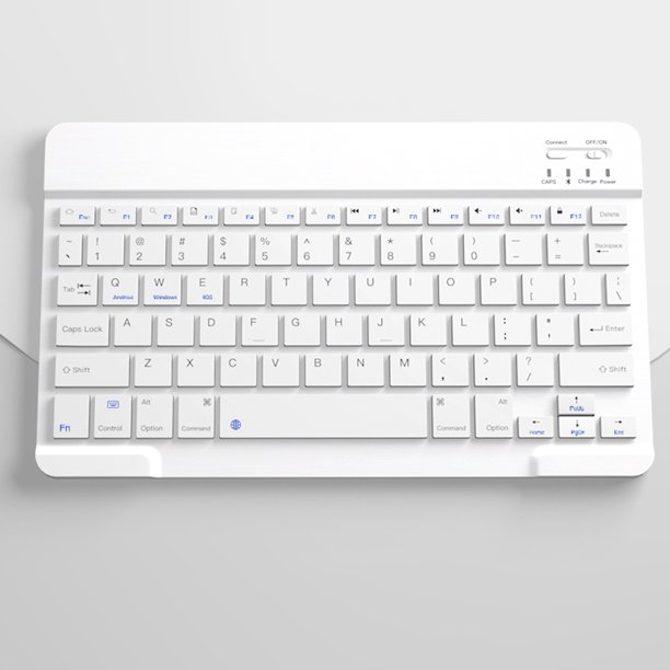 Teclado y ratón Bluetooth Mini teclado y ratón inalámbricos Bt portátiles  para Android Windows Pc Tablet-Blanco