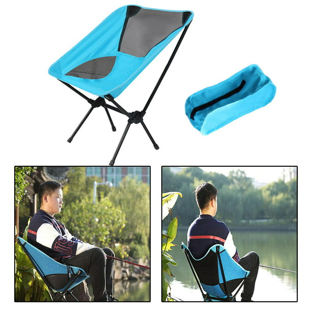 Silla plegable ligera asiento de respaldo alto para Camping de mochilero al  Azul Zulema Asiento plegable al aire libre