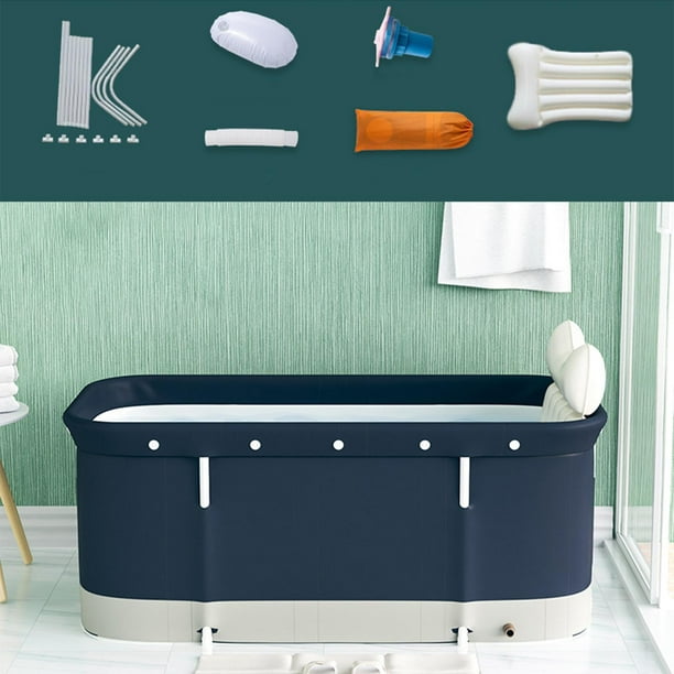 Comprar Bañera plegable azul para el hogar, barril de baño grande para  adultos, cubo plegable grueso para niños, apartamento pequeño inflable,  70x70cm