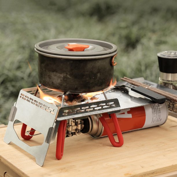 Mesas plegables para acampar al aire libre, mesa de campamento de cocina  ligera con soporte de parrilla para estufa, gris