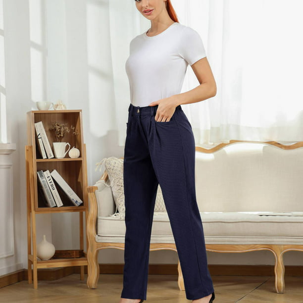Pantalones de talle alto para mujer, sueltos, informales
