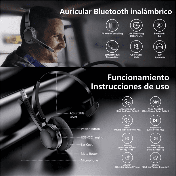 Auriculares de diadema y auriculares de botón con Bluetooth inalámbricos  para cualquier estilo de vida