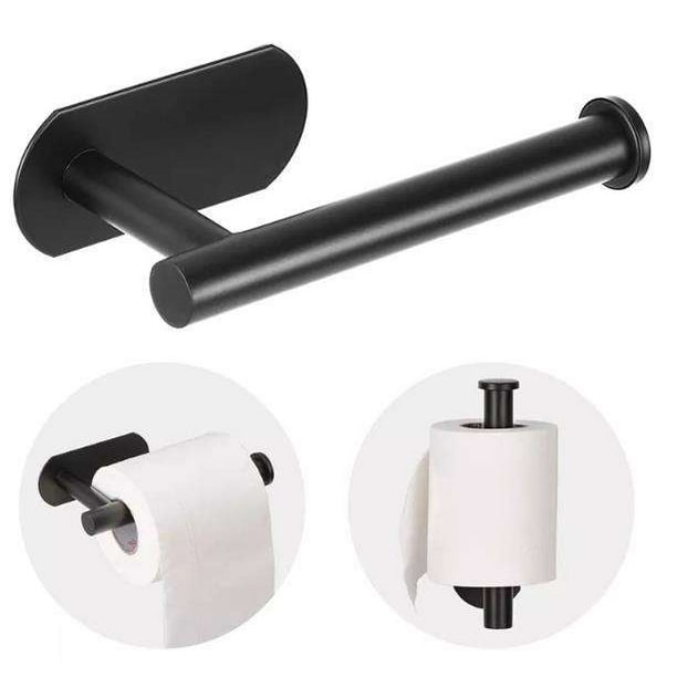 Soporte para papel higiénico con estante, soporte para papel higiénico  negro mate SUS 304, de acero inoxidable, doble soporte para rollo de papel