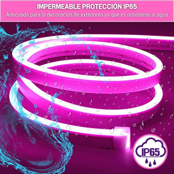 Luces Neon Tira Led Flexible Manguera Color Rosa 5m Ip65