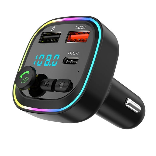  Coche Bluetooth 5.0 inalámbrico manos libres coche transmisor  FM receptor Radio MP3 adaptador reproductor : Electrónica