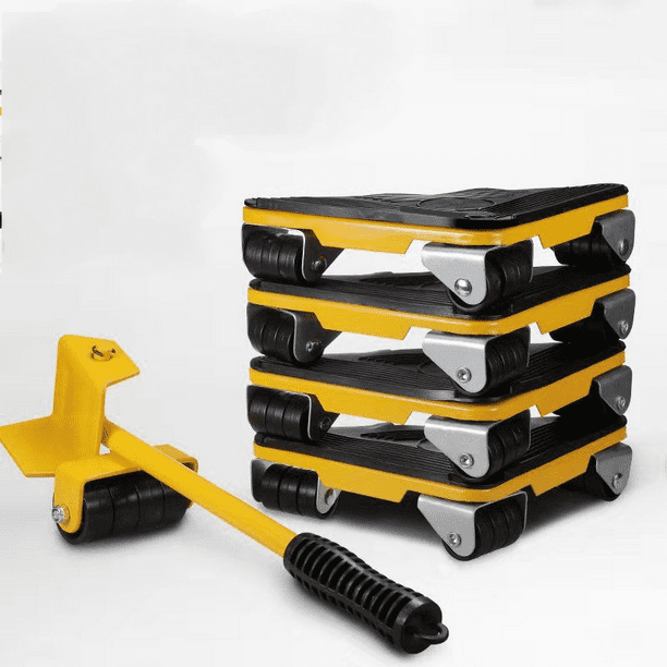 Kit para mover muebles pesados ​​sin esfuerzo, rueda para cargas pesadas,  mueble para gabinetes pesados, con 1 varilla de elevación y 4 ruedas de  movimiento para levantar y mover la carga de