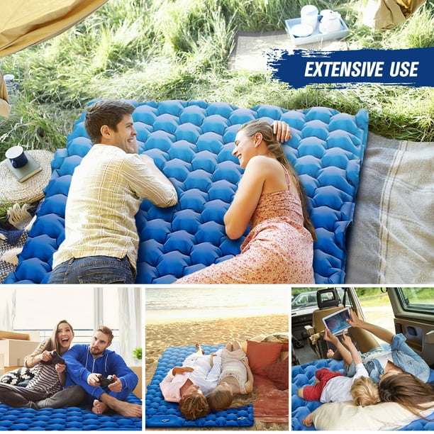 Colchón hinchable Colchoneta para acampar para 2 personas con almohada de  aire, colchón de aire port Meterk Colchón hinchable