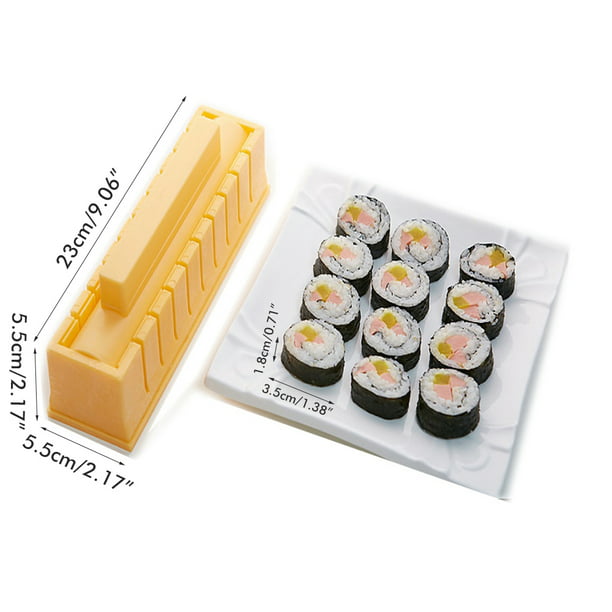 TIMDAM Kit de fabricación de sushi, kit de 12 piezas para hacer sushi,  prensa de moldes de sushi con formas de molde de arroz para sushi, kit de