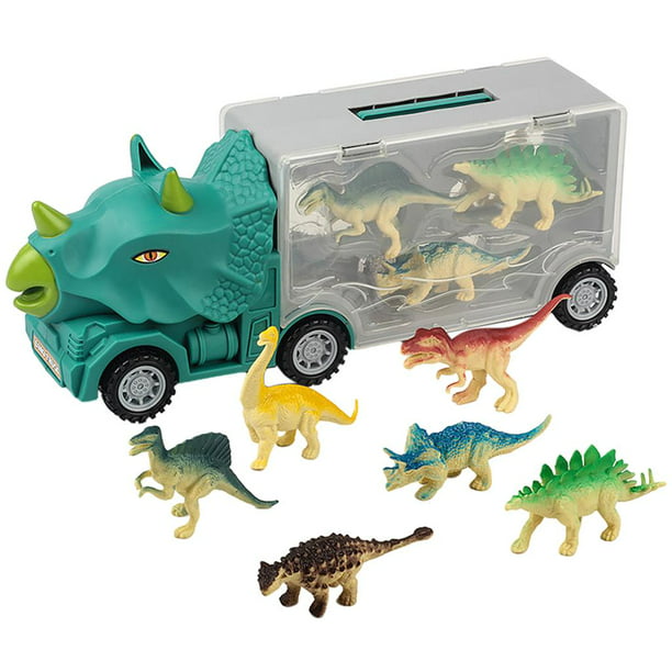 Camión de Juguete de Dinosaurio para de 3 a 7 años, Juguetes de Dinosaurio  de Plástico para Y Niñas, Coches de Dinosaurio Extraíbles, 6 Ju Sunnimix  Camión de transporte