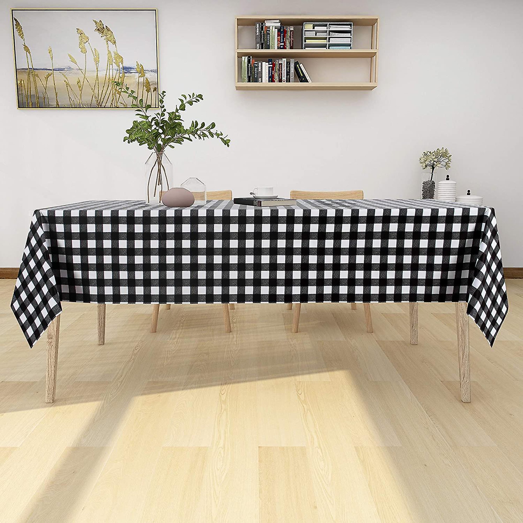  Mantel impermeable para mesa de comedor, mantel rectangular de  52 x 70 pulgadas, madera azul : Hogar y Cocina