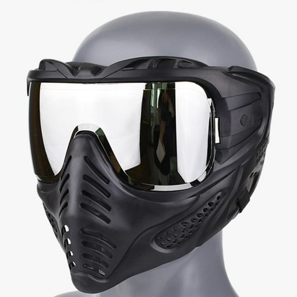 Casco táctico de airsoft con máscara facial completa de paintball con 4  pares de gafas negro