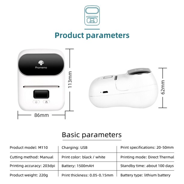 Mini impresora portátil de de bolsillo Bluetooth, impresora Rosado Baoblaze Mini  impresora térmica de bolsillo