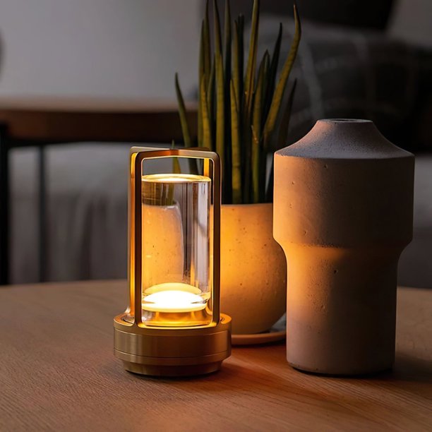 Lámpara de mesa inalámbrica, lámpara de mesa recargable de 1500 mAh,  lámparas inalámbricas con 3 luces de colores, luces LED de escritorio de  brillo