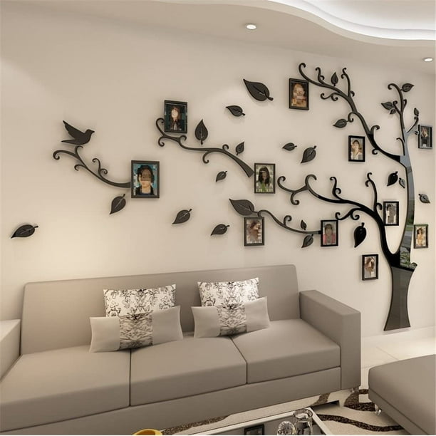 Wowelife Adhesivo de pared 3D para decoración del hogar, sala de estar,  dormitorio, fondo de televisión, pegatinas de árbol negro (árbol izquierdo