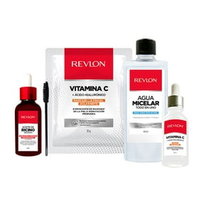 Revlon Set Aceite de Ricino Agua micelar todo en 1 Mascarilla Facial y Suero de Vitamina C
