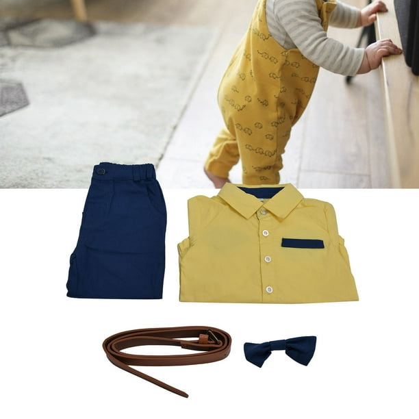 Conjunto De Caballero Para Bebé, Camisas Y Pantalones Elegantes A La Moda  Para Niño, Conjunto Suave Cergrey Amarillo 80cm