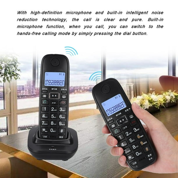 Teléfono fijo, pantalla de llamadas LCD de 2.4 GHz, teléfono inalámbrico  para oficina en casa, DTMF/FSK, manos libres, micrófono de alta definición  : Productos de Oficina 