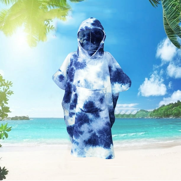 Toalla Poncho Surf Poncho de playa Toalla de baño de tela de microfibra con  bolsillos grandes (M)