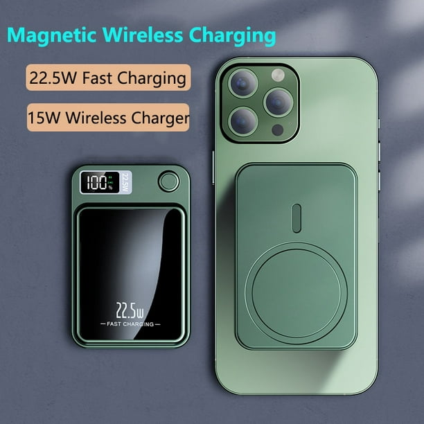 Banco de energía ultra delgado de 6000 mAh, batería externa de 3 salidas  compatible con iPhone, Samsung, Google, color verde