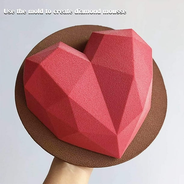Molde Silicón Corazón de Diamante 3 D, para Tartas, Hornear, Hacer Dulces,  Chocolate