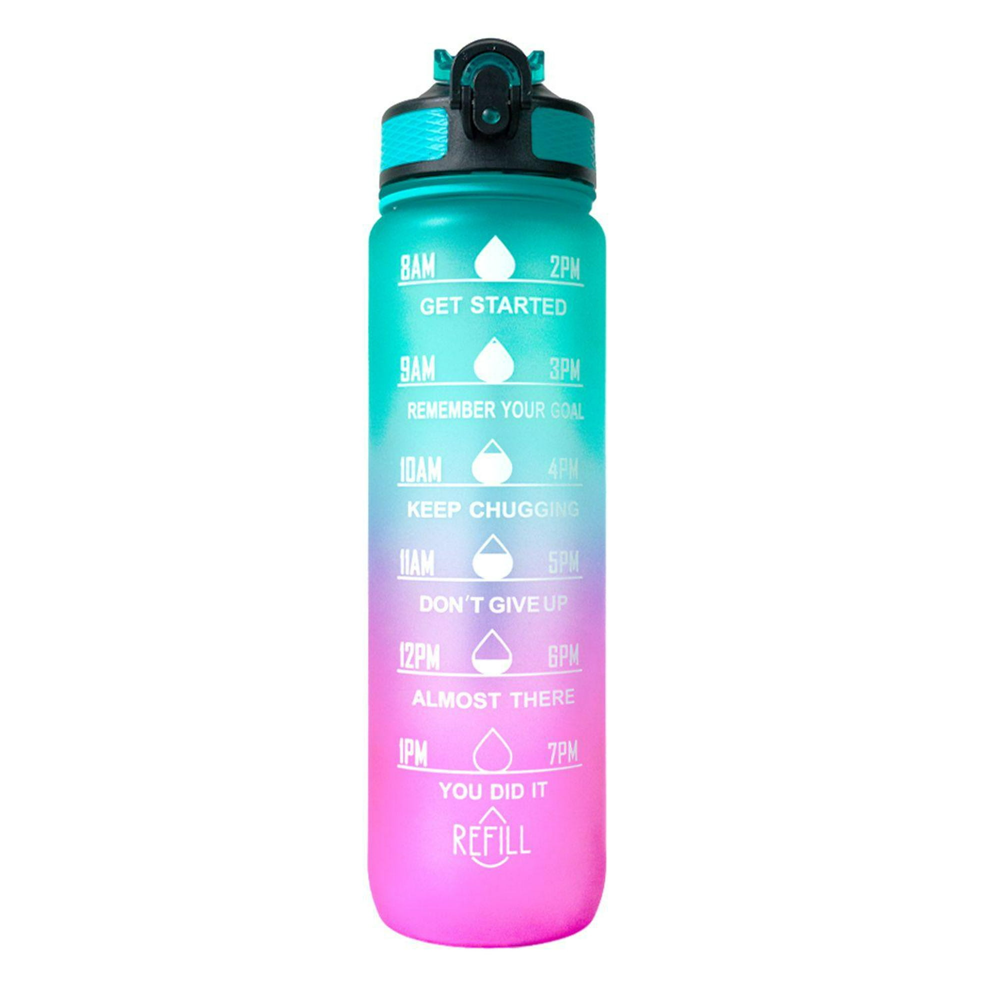 Botella motivacional de 1lt con popote plástico integrado purpura tamaño de agua 1l happy me botella motivacional