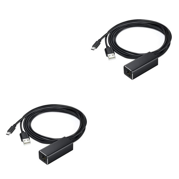 Monstrate Micro USB a adaptador Ethernet TV Stick convertidor de red  Compatible con Fire TV/Chromecast Negro 59*23*16mm 2piezas
