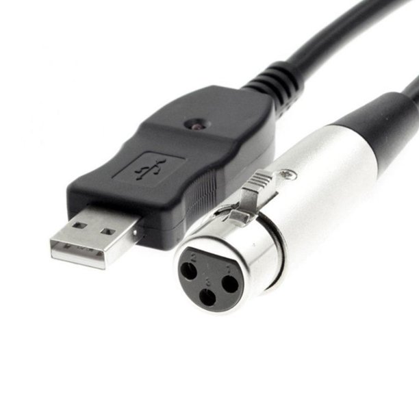 Disino Cable de micrófono USB, XLR hembra a USB, cable convertidor de  enlace de micrófono para micrófonos o grabación de karaoke, 6 pies (USB a  XLR)