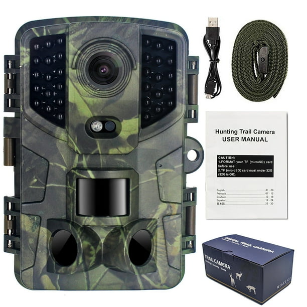 Cámara de caza 20MP 1080P Cámara de seguimiento IP66 Videocámara de visión nocturna LED IR a de agua, sin tarjeta de memoria OD001530-01B | Walmart en línea