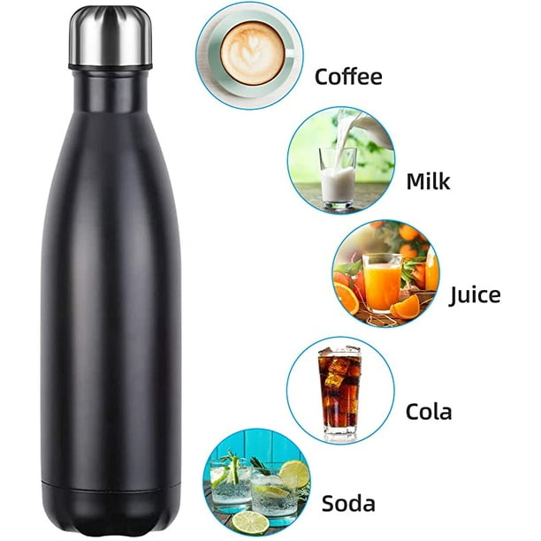 Termo, botella de agua de acero inoxidable de 500 ml, aislamiento al vacío  de doble pared, botellas frías/calientes sin BPA y ecológicas. JM
