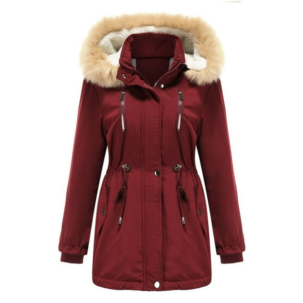  Las mujeres de invierno con capucha abrigo cálido más el tamaño  de las mujeres de algodón acolchado chaqueta femenina larga parka mujer  vino rojo 2 4XL : Ropa, Zapatos y Joyería