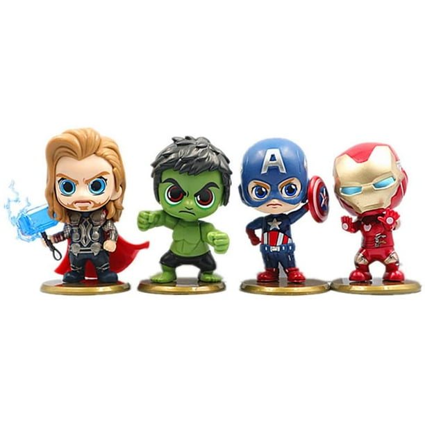 Figuras de acción de superhéroes, 4 figuras de la serie Hero de 4,4  pulgadas con bases, ideal para regalos de cumpleaños, juguetes para niños