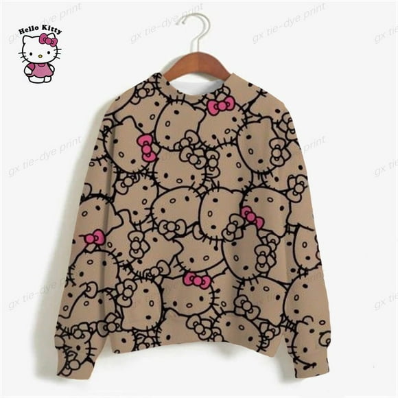 sudadera con capucha para mujer ropa de calle con estampado de hello kitty jerséis de manga larga harajuku otoño