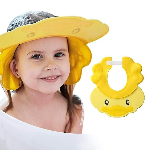 Gorro para Baby Shower, Visera de baño para niños, Gorros de natación para  niños con Visera Ajustable, Protege los ojos y oídos de los niños  (Amarillo) 15 mm × 13 mm