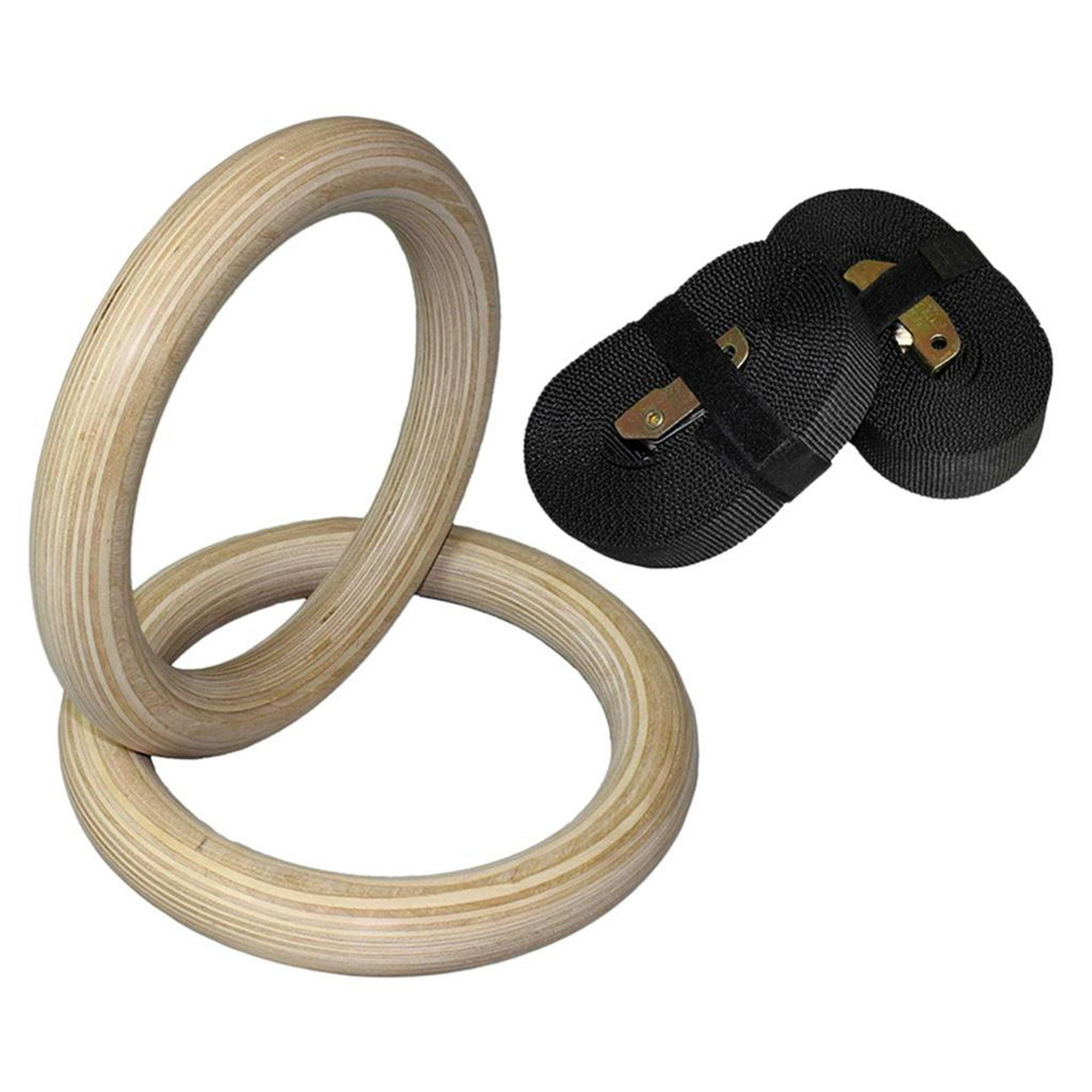 1 par de anillos de entrenamiento de madera para gimnasia, anillos de  gimnasia olímpica, anillos de gimnasia ajustables, suspensión para gimnasio  en