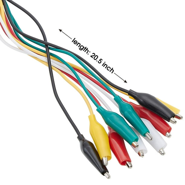 Pack 10 cables con pinzas cocodrilo (50 cm)