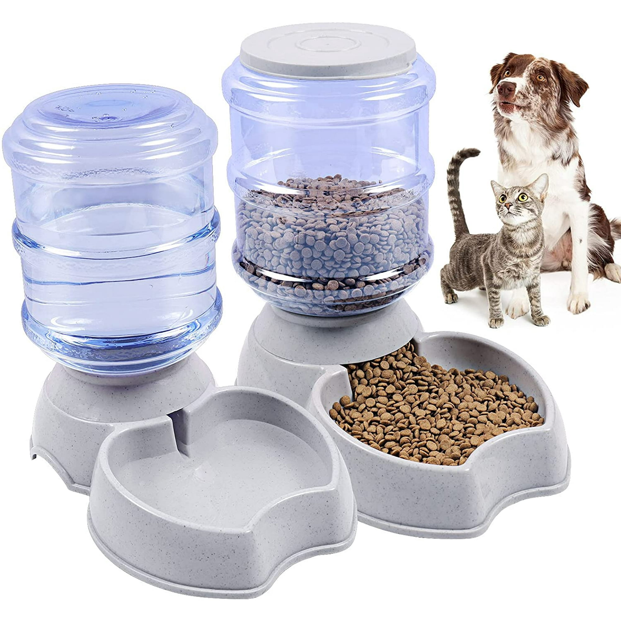 Dispensador de croquetas y agua, dispensador de agua (3,8 L) y comida (1,5  kg) para perros y gatos, plástico, dispensador de agua para mascotas,  comedero para mascotas (comedero, verde) MFZFUKR ZYY-2453