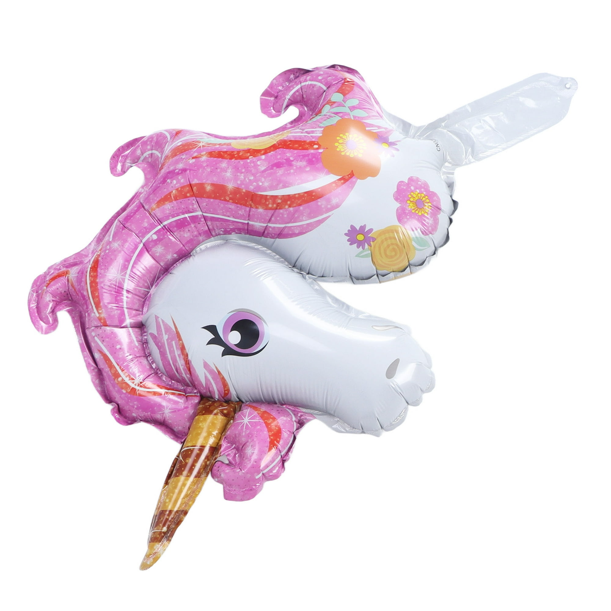 Cabeza unicornio linda con dulces y pasteles. Página de libros