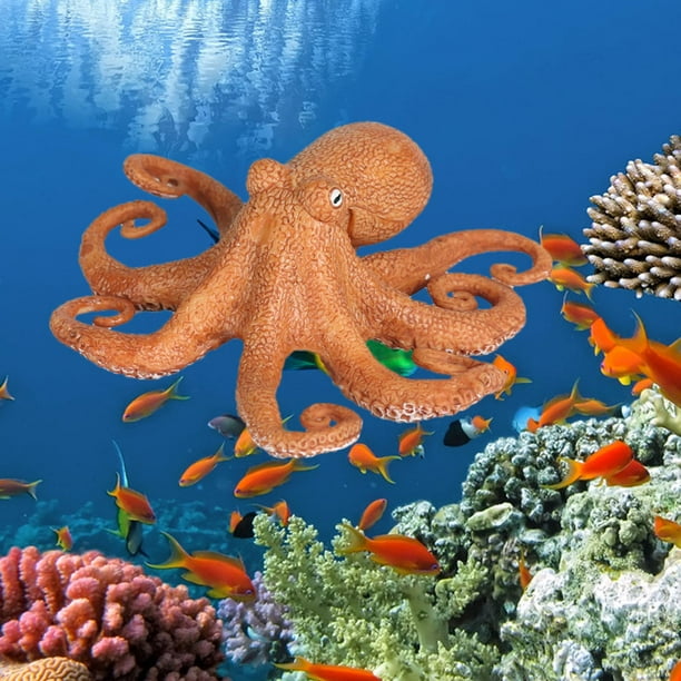 s de pulpo realistas de animales marinos de 14 cm, del para , juguete  educativo Pulpo naranja A Zulema estatuilla de animales marinos