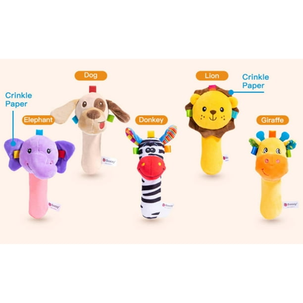 Sonajeros de mano de dibujos animados para bebés, juguete de peluche para 0  3 6 9 meses, sonajero de peluche suave para niñas y niños pequeños (león)  JAMW Sencillez