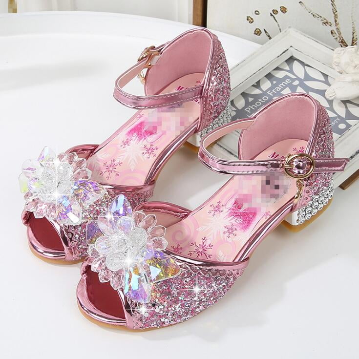Children's High Heels New Summer Girls Sandals Fashion Crystal Sequins  Girl's Princess Shoes Catwalk Show Shoes