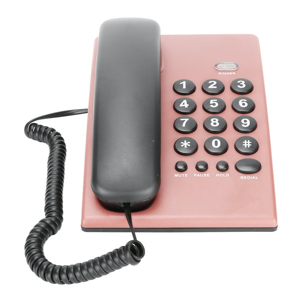 Acogedor Teléfono con cable, teléfono fijo de escritorio, sin batería,  color único, teléfonos fijos de oficina para el hogar (rosa)