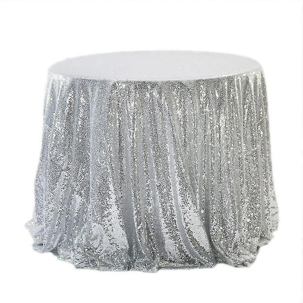 Mantel redondo de lentejuelas con purpurina de 120 cm, decoración de mesa  para fiesta de boda ZefeiWu 9024735267621