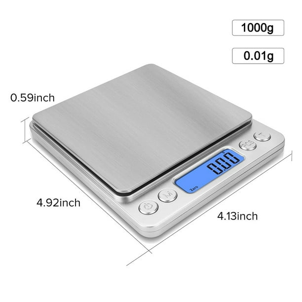 Homever Báscula de cocina, báscula de alimentos de 33 libras/33.1 lbs, peso  digital gramos y onzas para cocinar, acero inoxidable 304, plata