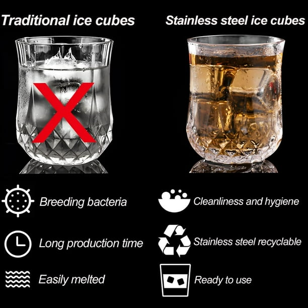 4 cubitos de hielo de acero inoxidable con clips, cubitos de hielo de  piedra de whisky de metal para ER