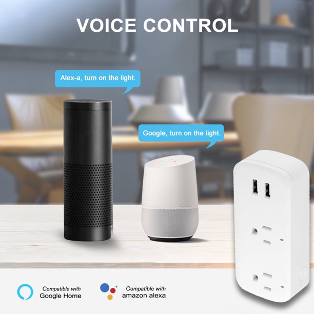 Enchufe Wifi Inteligente Con 2 Usb, 10a Alexa Y Google Home