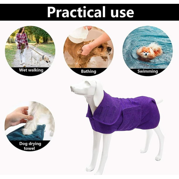 Abrigo de secado para perros – Toalla de baño para perros – Bolsa de secado  rápido para perros – Toalla de baño de microfibra de secado rápido para
