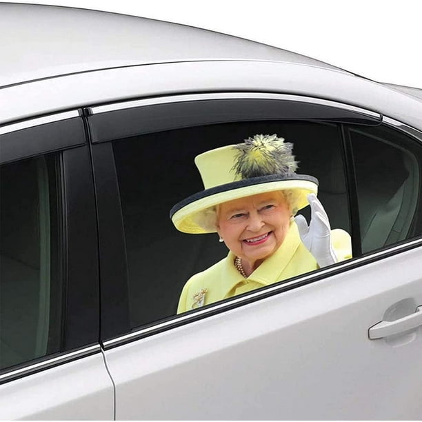 Calcomanía divertida para ventana de coche Queen Elizabeth II, calcomanía  para ventana para vehículos, pegatinas automotrices para el lado exterior  29*29cm (Queen, izquierda) JM JM
